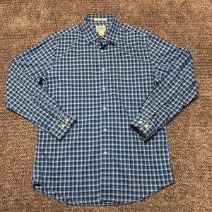 L.L.Bean Mens Plaid Button Up Shirt Long Sleeve Medium Blue Cotton Casual